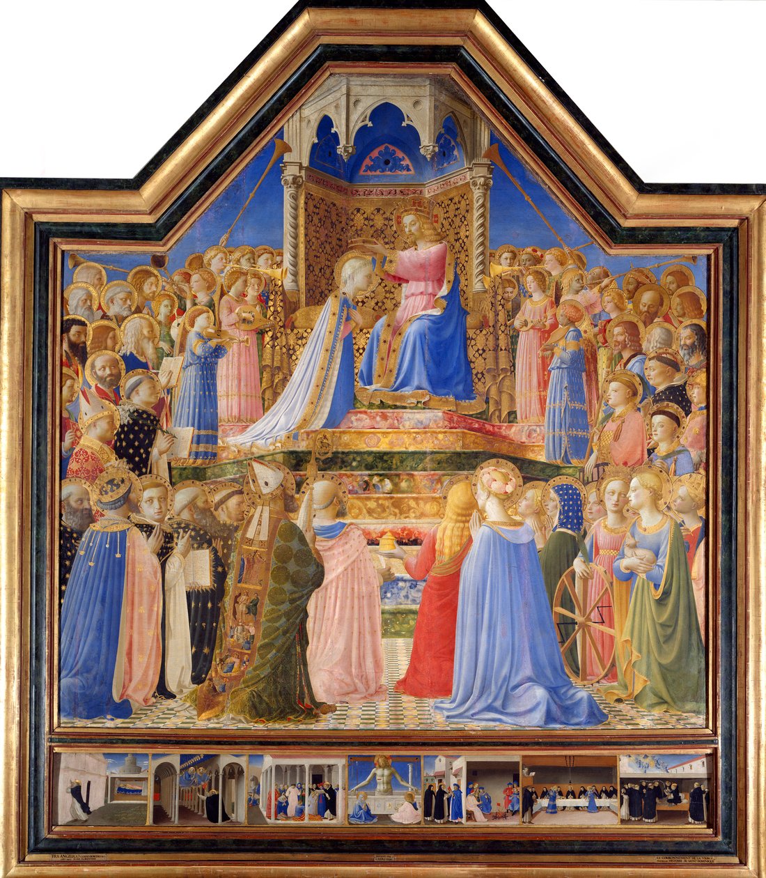 Coroação da Virgem, c.1430-32 (tempera em painel) - "A Coroação da Virgem" Pintura de Guido di Pietro (ou Fra Giovanni da Fiesole) dit Fra Angelico ou il Beato (1387-1455) Sol do século XV. 2,09x2,06 m Paris, musee du Louvre. de Fra  Angelico