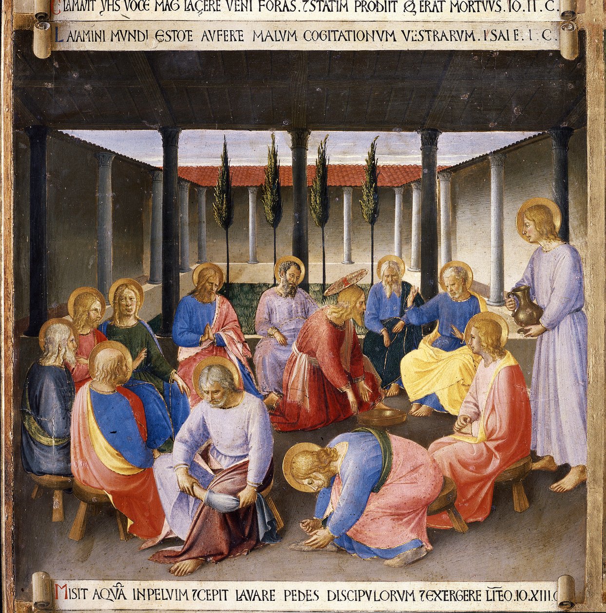 Lavagem dos pés. Vida de Cristo, Armadio degli Argenti. (Tempera sobre madeira de Fra  Angelico