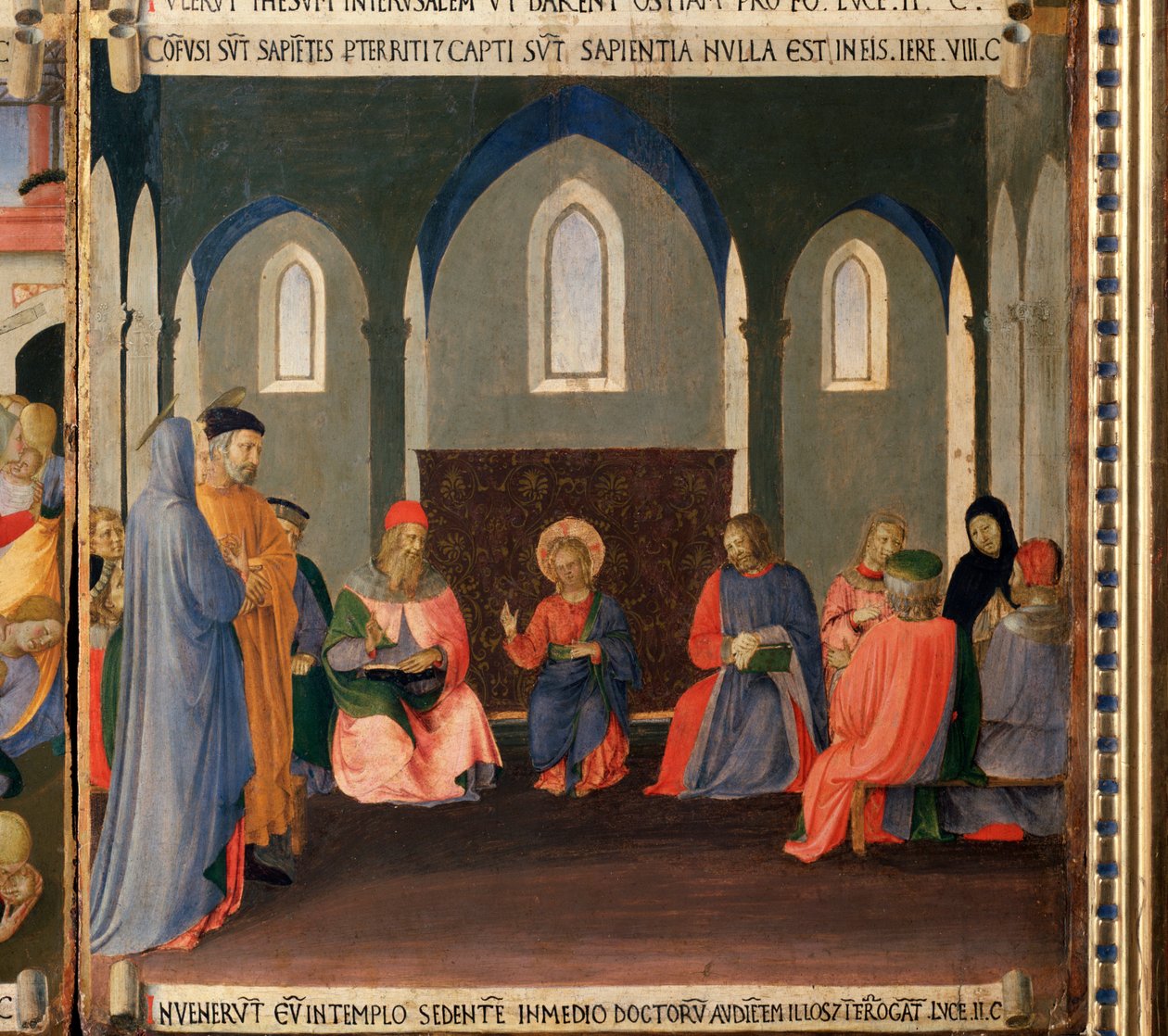 Jesus entre os médicos. Vida de Cristo, Armadio degli Argenti. (Tempera sobre madeira de Fra  Angelico