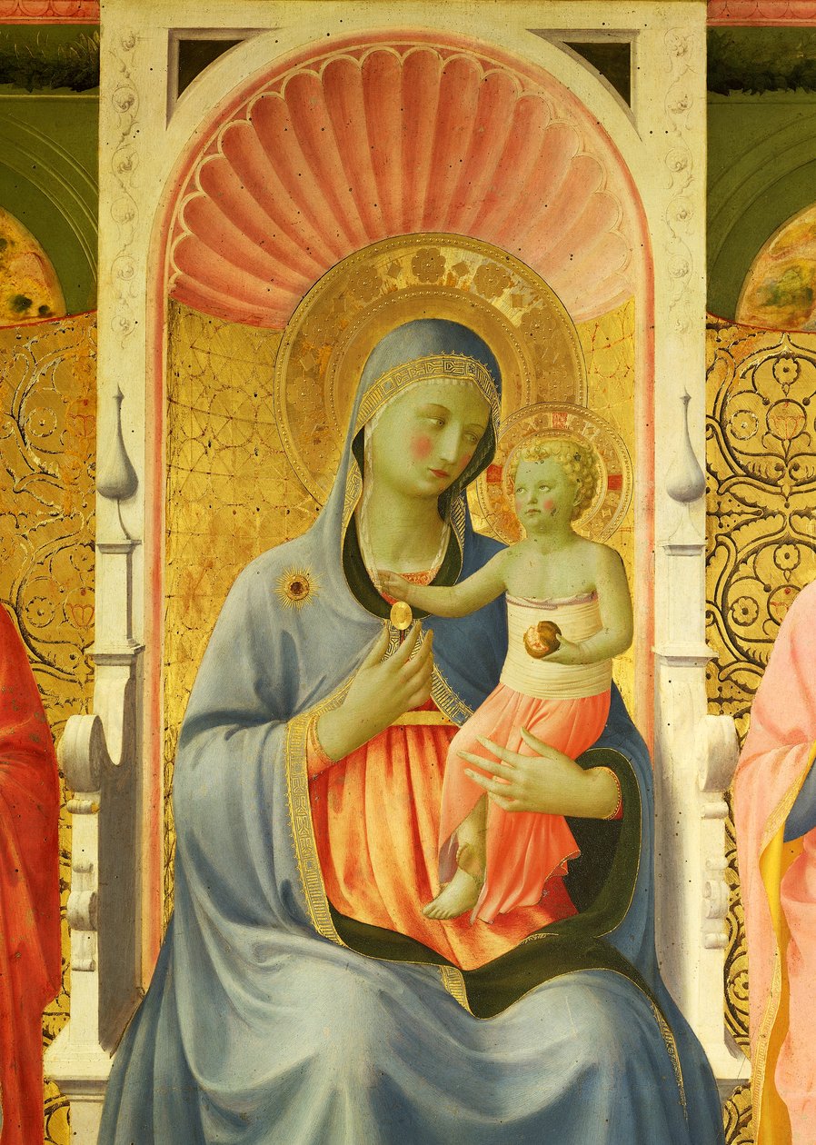 Madonna e criança, detalhe de Annalena Altarpiece de Giovanni da Fiesole conhecido como Fra Angelico (1400-circa 1455), tempera sobre madeira de Fra (c.1387 1455) Angelico