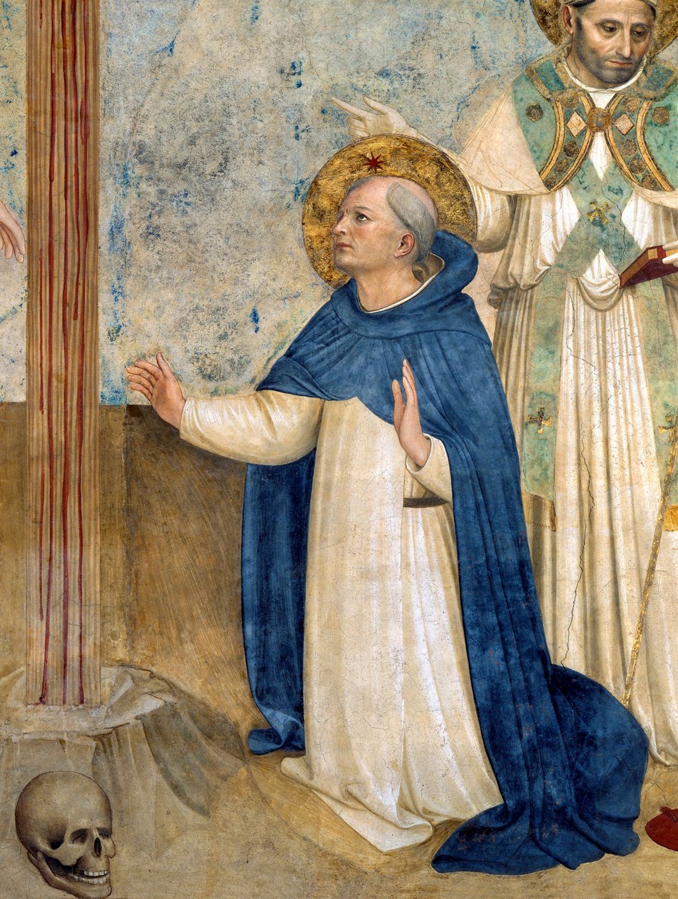 São Domingos, detalhe de um fresco de Fra Angelico (Guido di Pietro) representando a Crucificação de Fra  Angelico