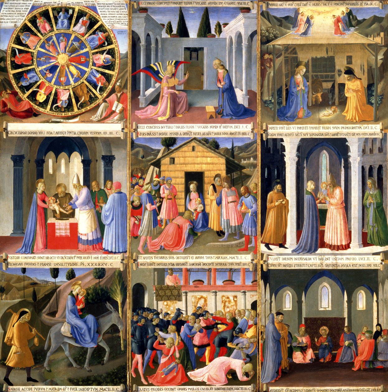 Cenas da Natividade, painel um do Tesouro de Prata da Santissima Annunziata, c.1450-53 (tempera no painel) de Fra (c.1387 1455) Angelico