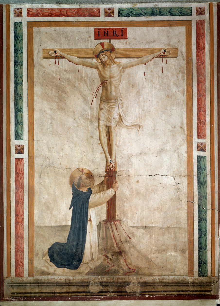 São Domingos ao pé do crucifixo (fresco de Fra  Angelico