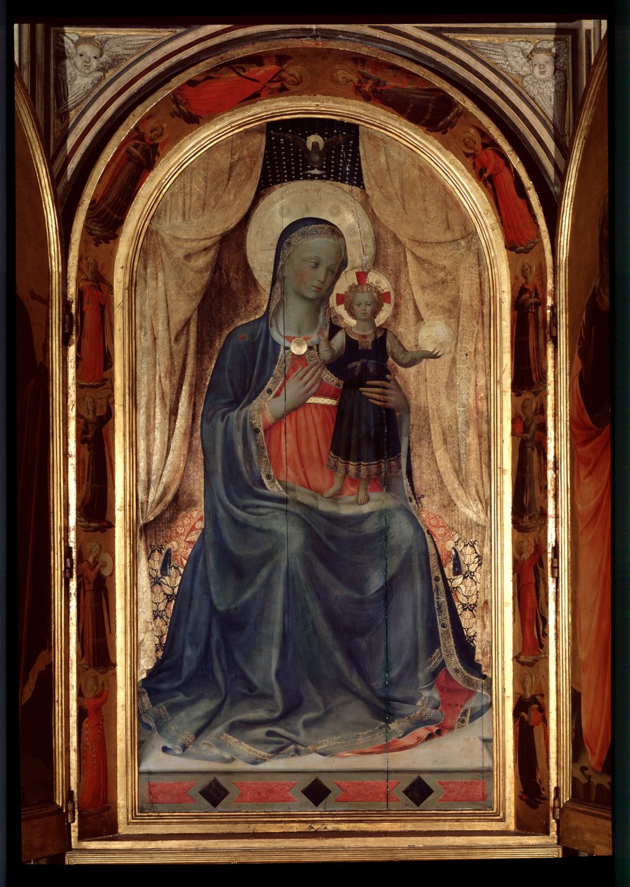 Tabernáculo dos Linaioli: Virgem com criança (Pintura em madeira de Fra  Angelico