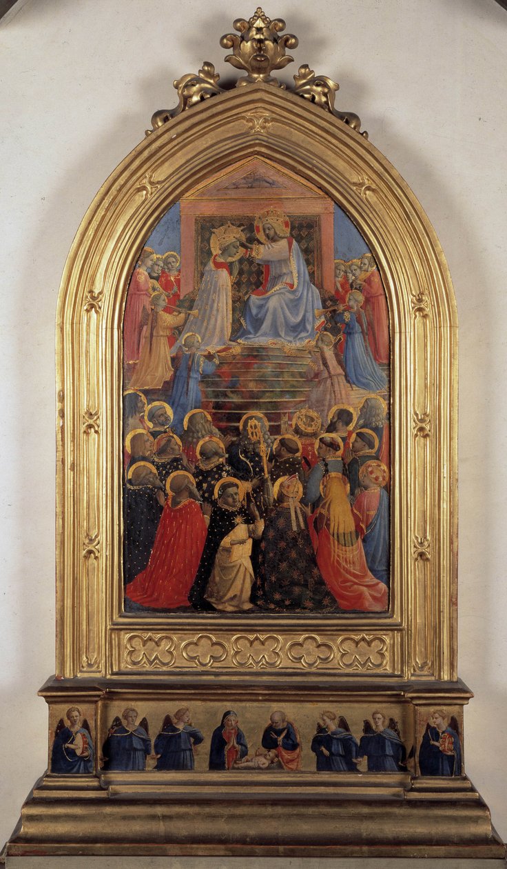 A Coroação da Virgem (Pintura sobre madeira) de Fra  Angelico