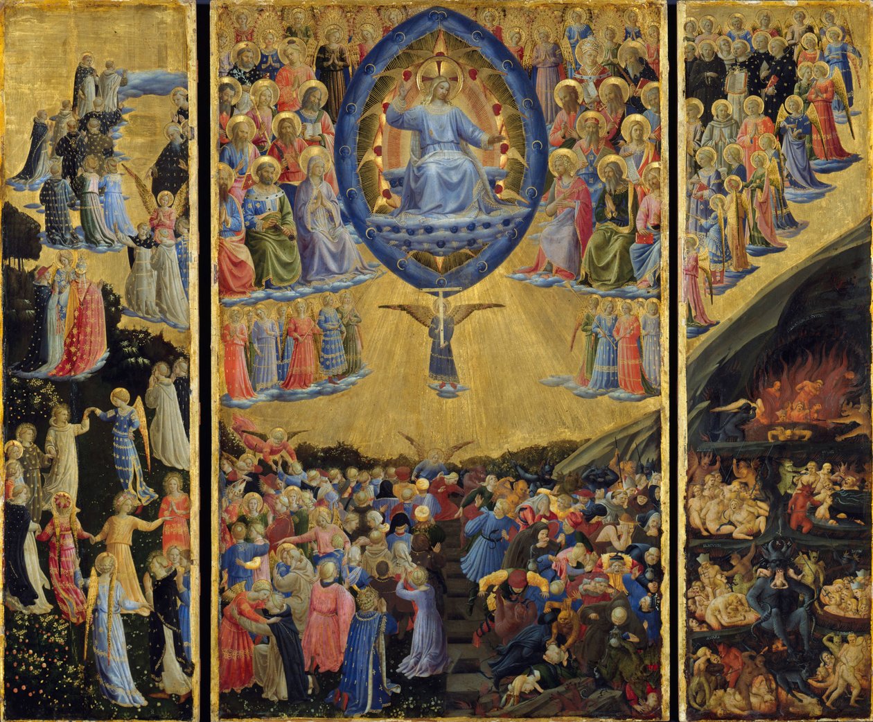 O Último Julgamento (Altar Alado, mendigar. século XV) de Fra  Angelico