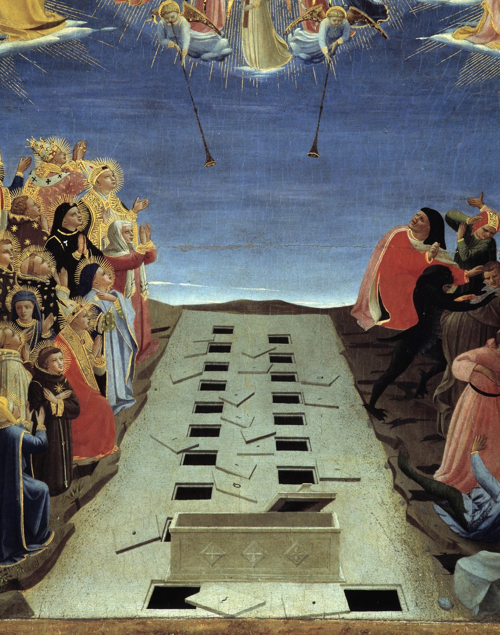 O Juízo Final: Detalhe dos Túmulos Abertos de Fra  Angelico