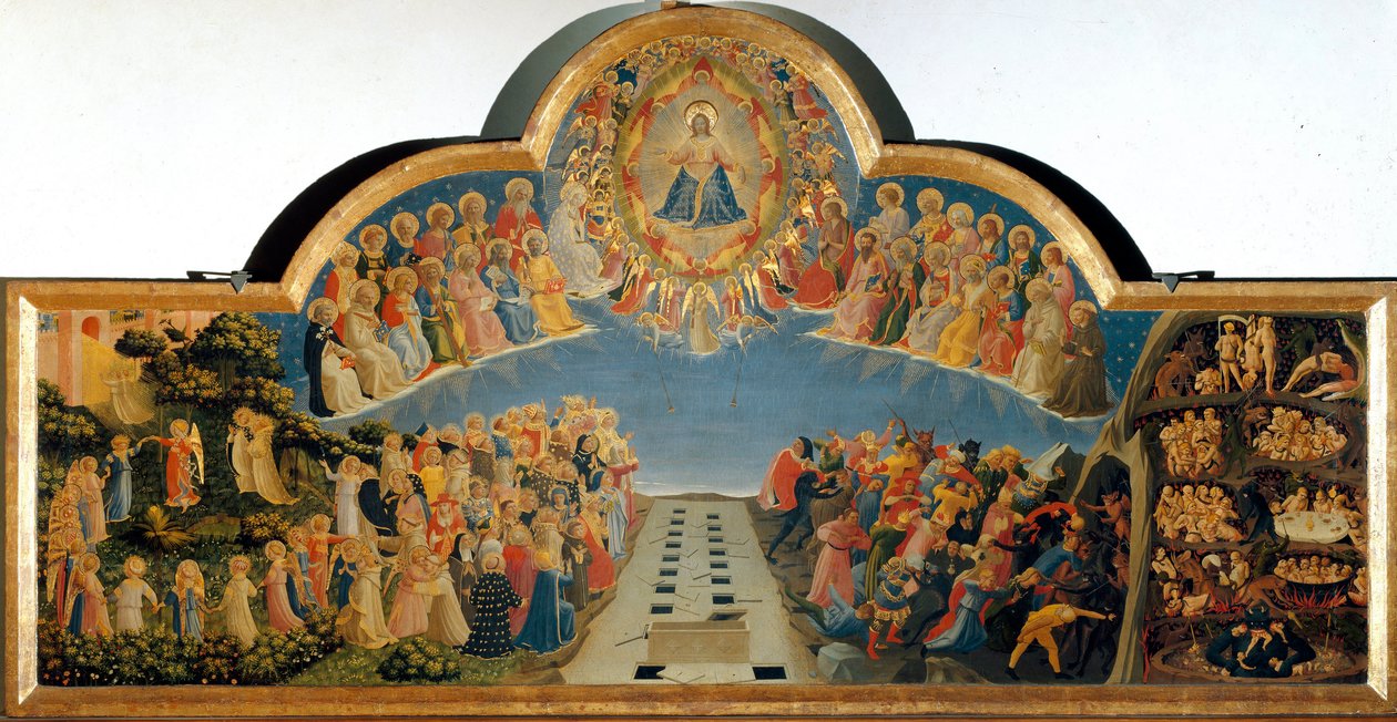 O Juízo Final Detrempe em madeira por Guido di Pietro (ou Fra Giovanni da Fiesole) dit Fra Angelico ou o Beato (1400-1455). Dim. 105x210 cm Museu de San Marco. Florença de Fra  Angelico