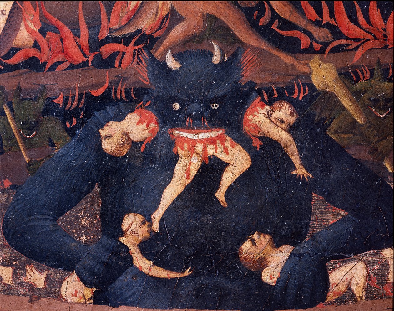 O Juízo Final: Inferno (tempera na madeira de Fra  Angelico