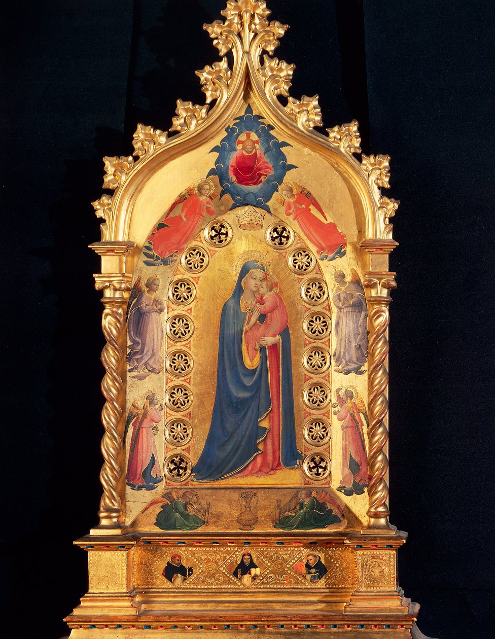 A Virgem tem a Estrela Relíquia com a Virgem e o Menino, São Pere, São Pedro, São Domingos e São Tomás de Aquino. Pintura em madeira por Guido di Pietro (ou Fra Giovanni da Fiesole) dit Fra Angelico ou il Beato (1400-1455) 1434 Dim. 84x51 cm Florença, de Fra  Angelico