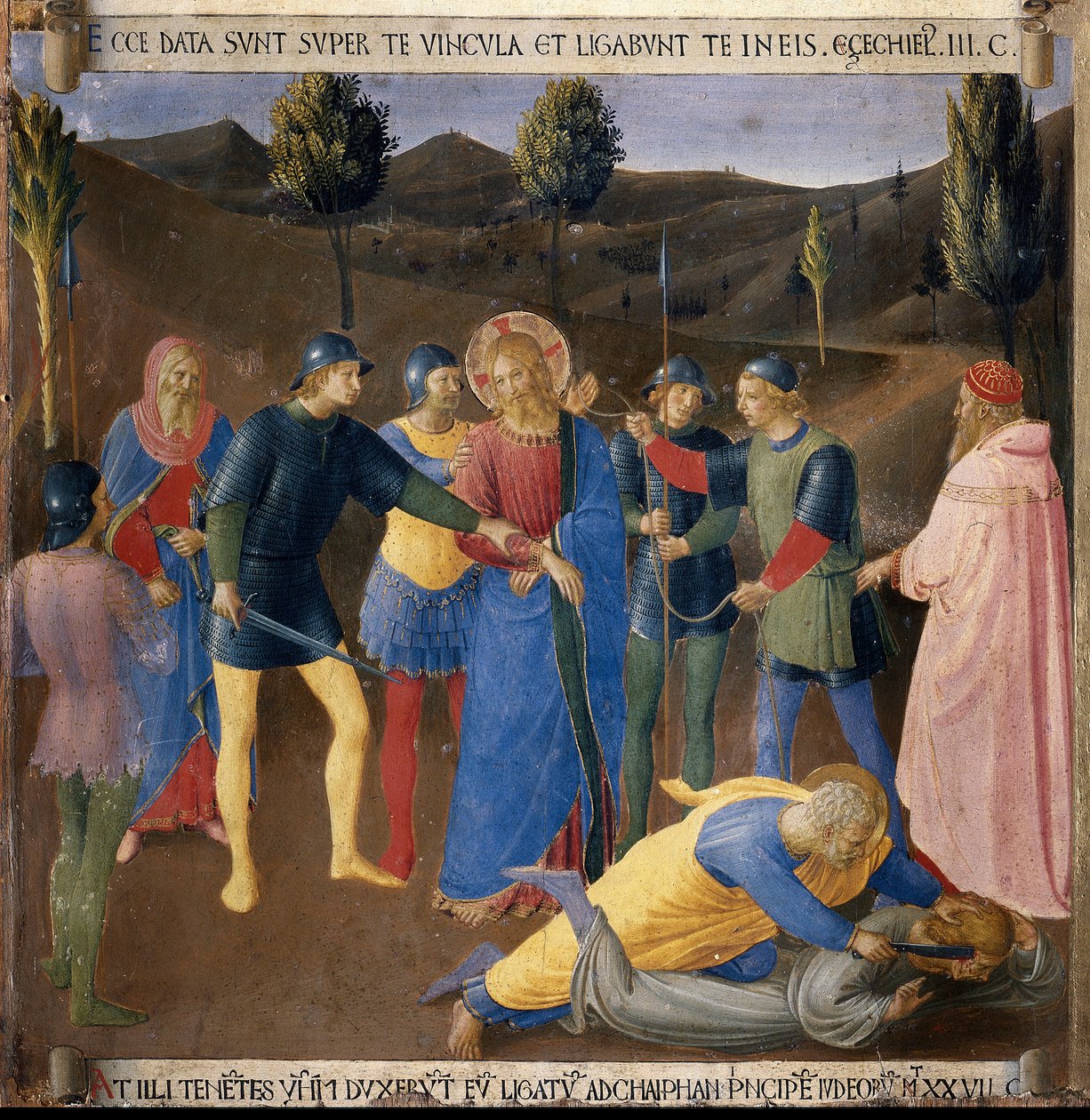 A prisão de Jesus. A vida de Cristo, Armadio degli Argenti. (Tempera sobre madeira de Fra  Angelico