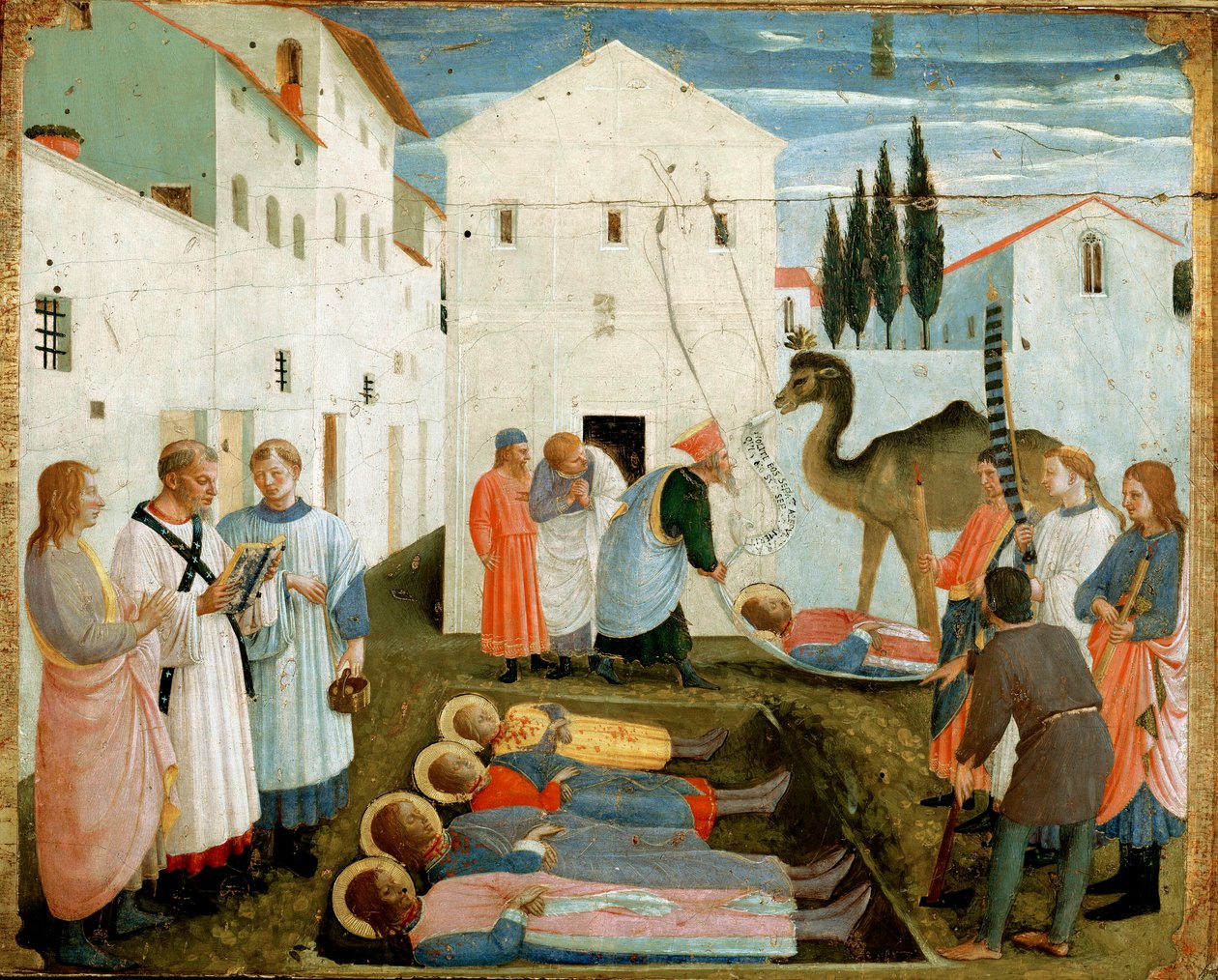 O enterro de Santos Cosmas e Damião (Pintura sobre madeira de Fra  Angelico