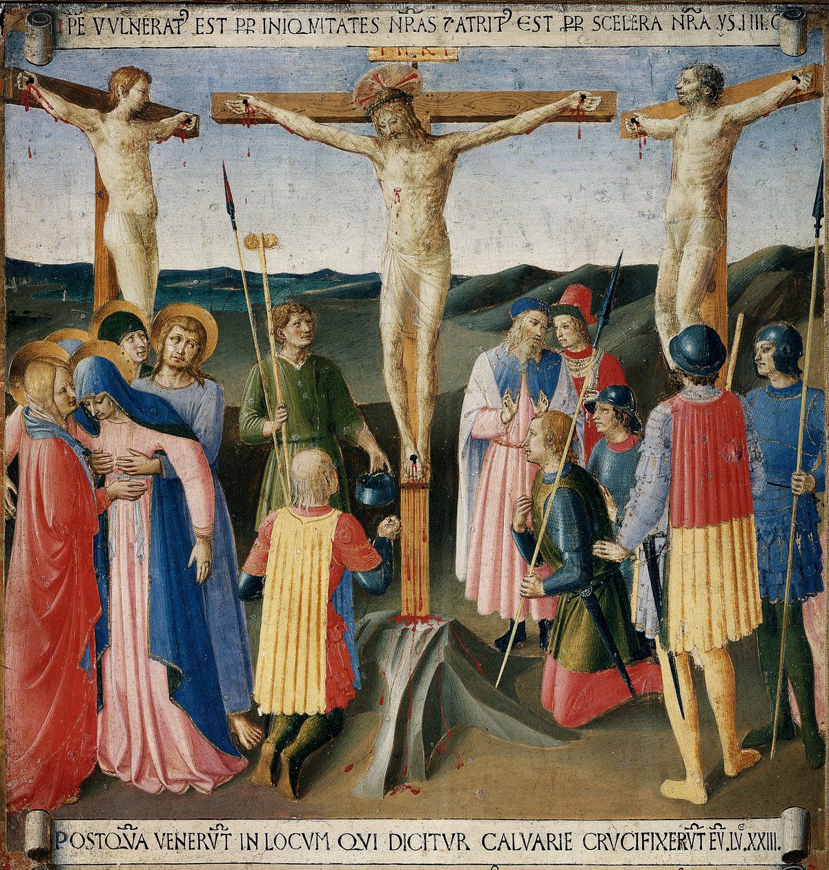 A crucificação. A vida de Cristo, Armadio degli Argenti. (Tempera sobre madeira de Fra  Angelico
