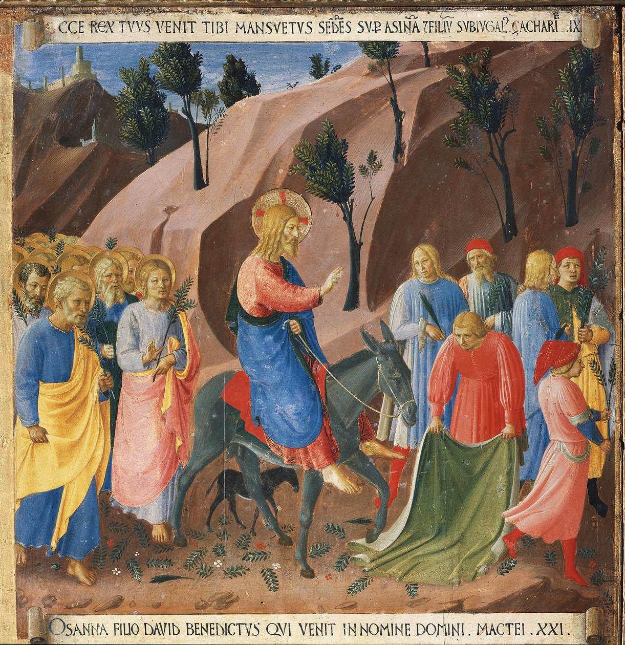 A entrada em Jerusalém. A vida de Cristo, Armadio degli Argenti. (Tempera sobre madeira. de Fra  Angelico