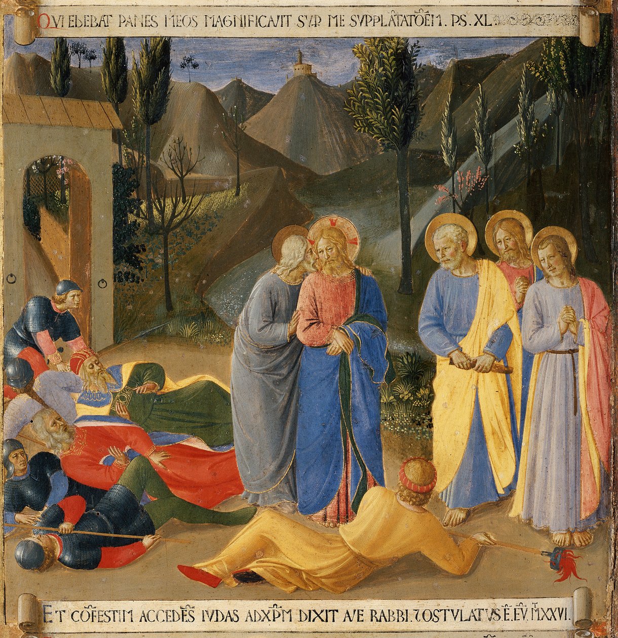 O beijo de Judas. A vida de Cristo, Armadio degli Argenti. (Tempera sobre madeira de Fra  Angelico