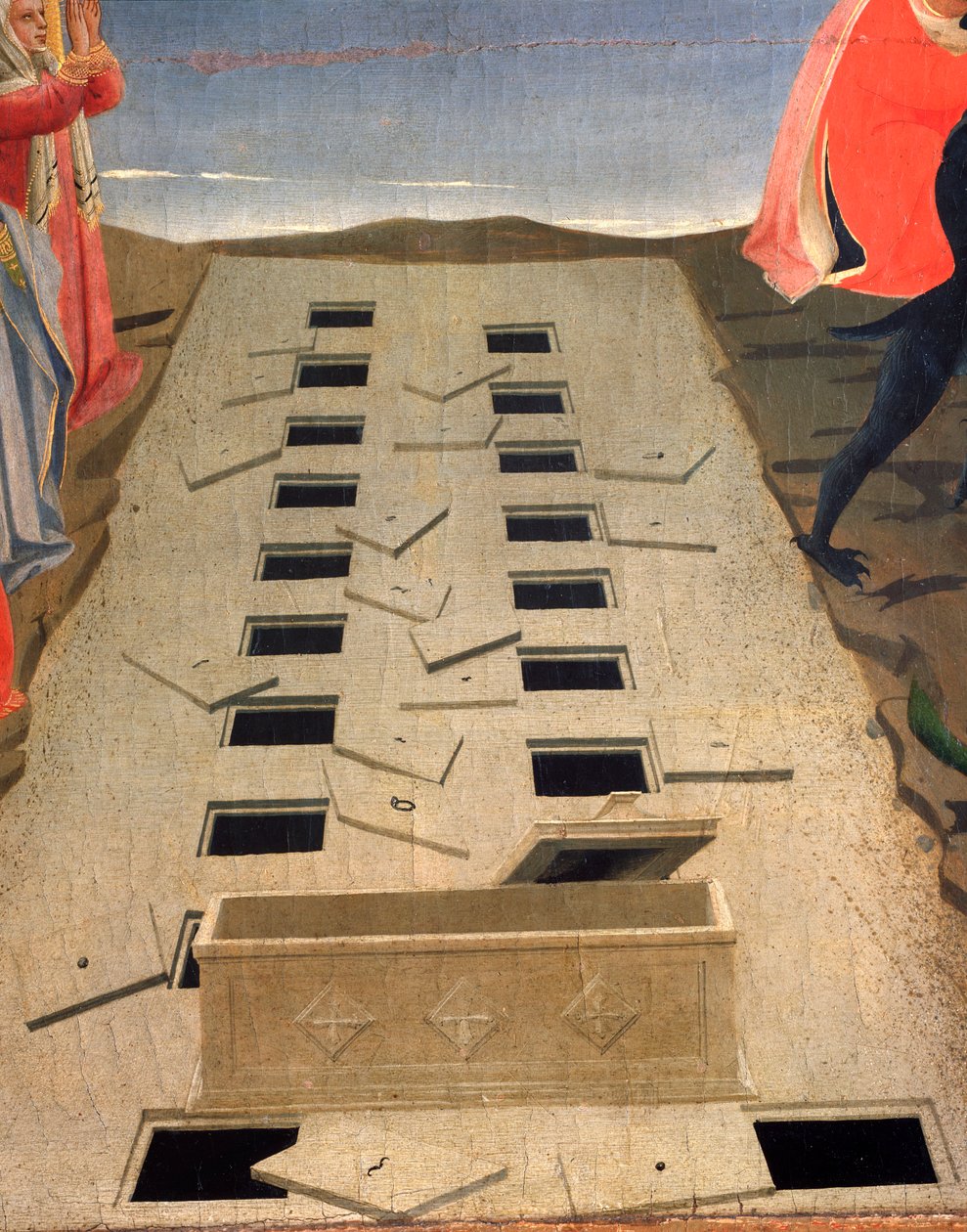 Os túmulos abertos, detalhe do Juízo Final. (Detrempe sobre a madeira de Fra  Angelico