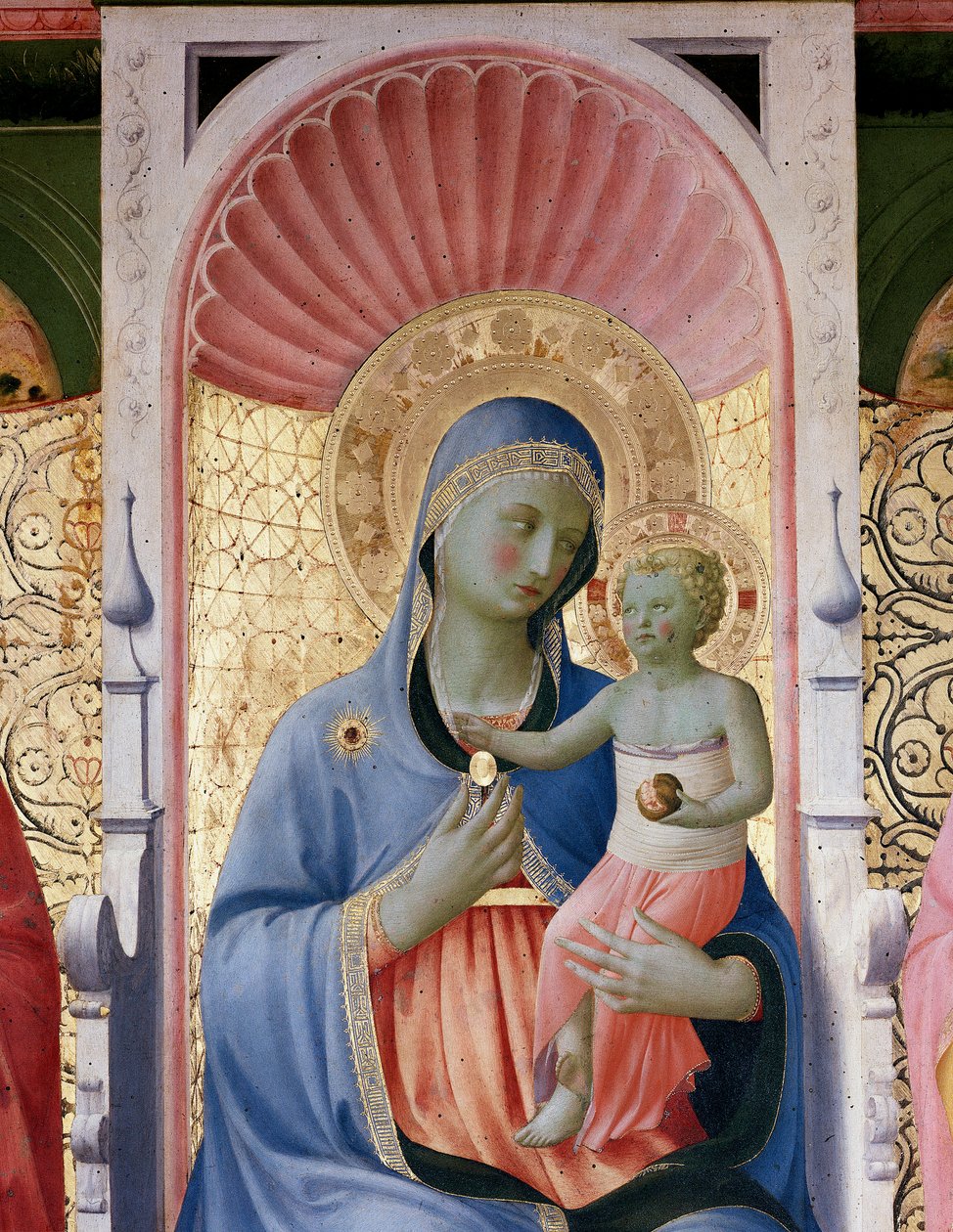 Virgem com criança. Detalhe do retábulo de Annalena (Pintura em madeira de Fra  Angelico