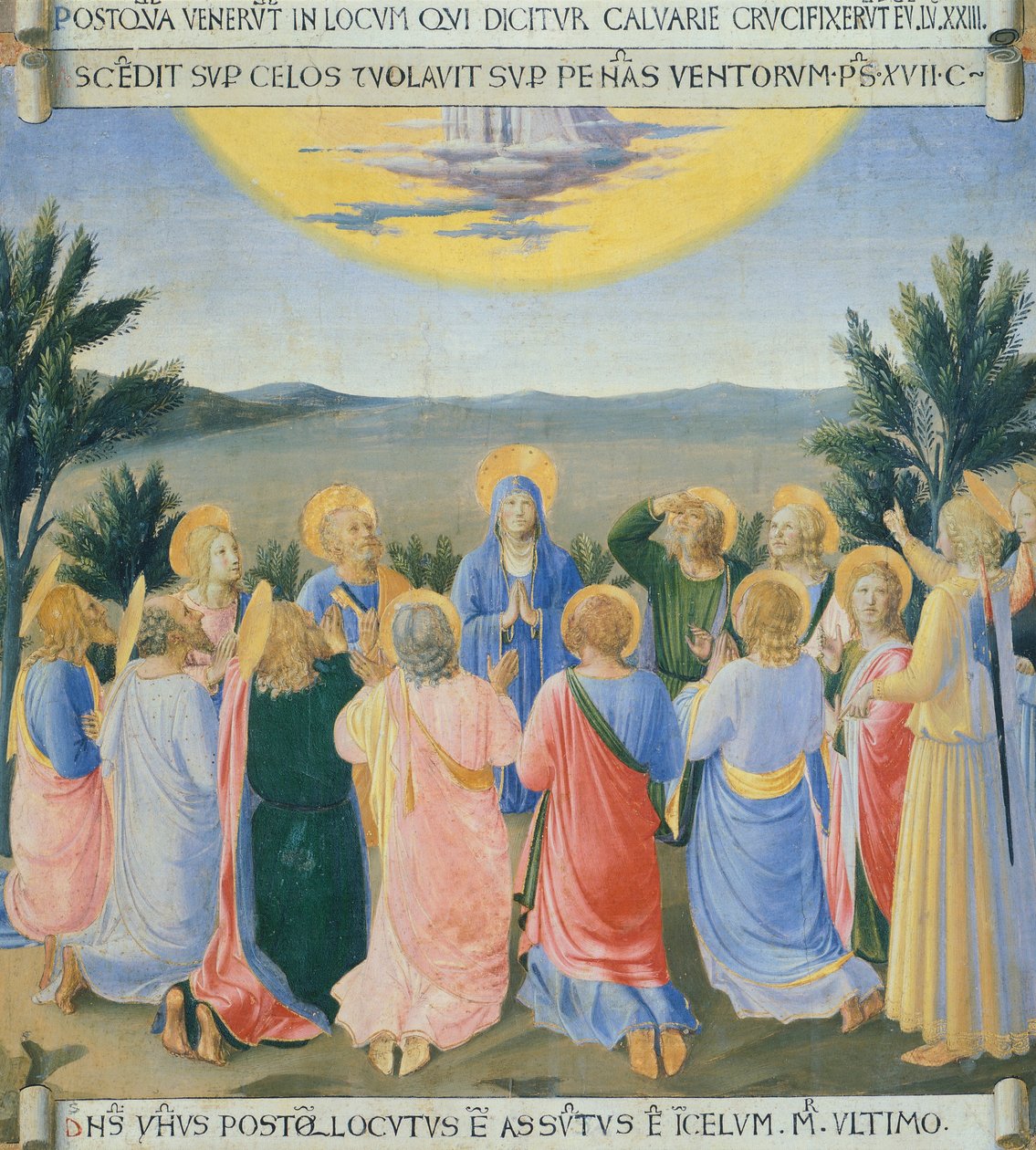 Inset representando a Ascensão, painel de Armadio degli Argenti (Peito de Prata) com vida de Jesus por Giovanni da Fiesole conhecido como Fra Angelico (1400-circa 1455), tempera sobre madeira de Fra (c.1400 55) Angelico