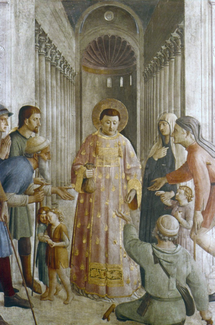 São Lourenço dando esmola (fresco) de Fra (c.1400 55) Angelico
