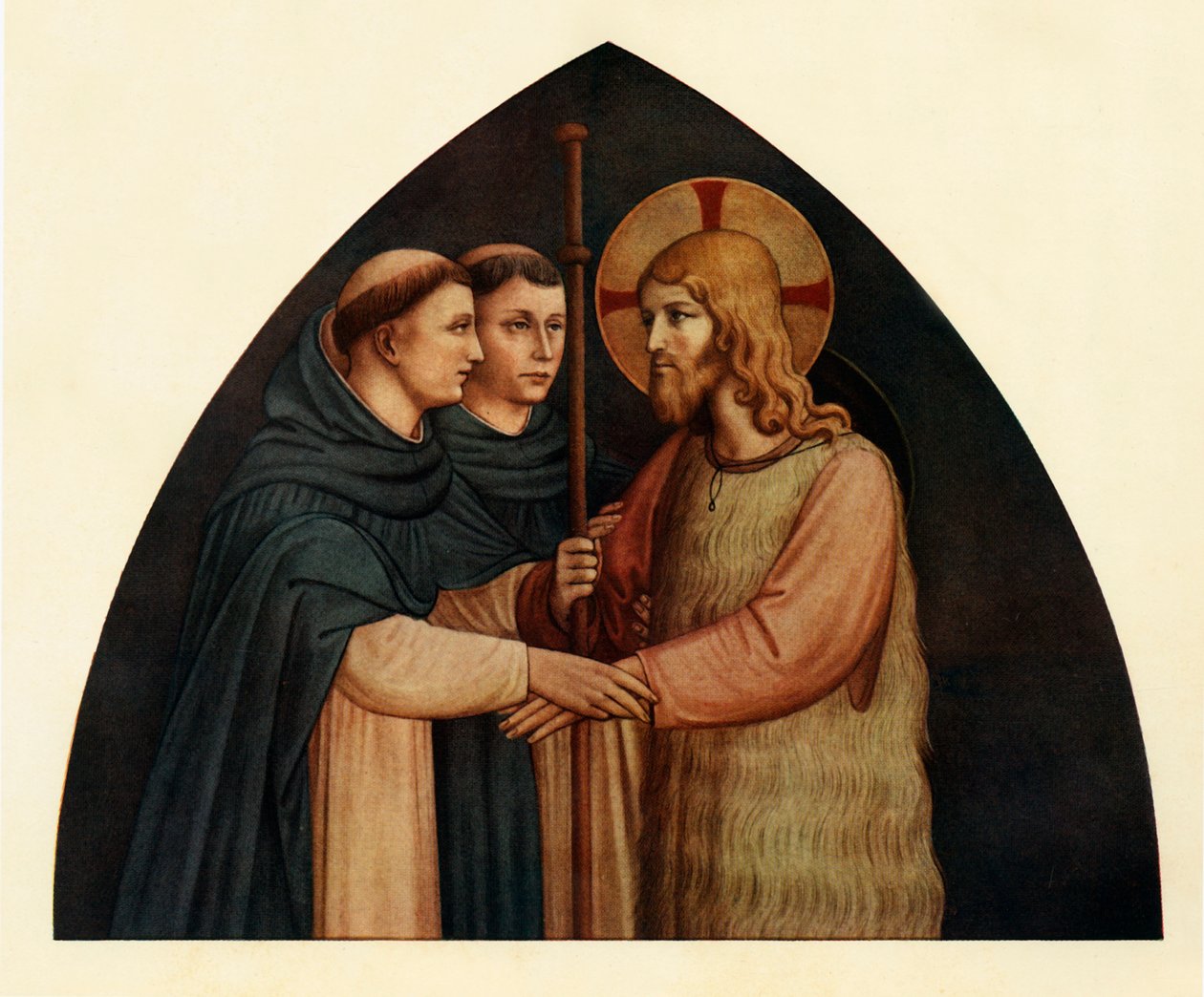 Cristo como um peregrino encontrado por dois dominicanos, século XV, c1909 de Fra Angelico