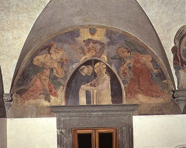 Cristo recebe dois frades dominicanos, lunette de Fra Angelico