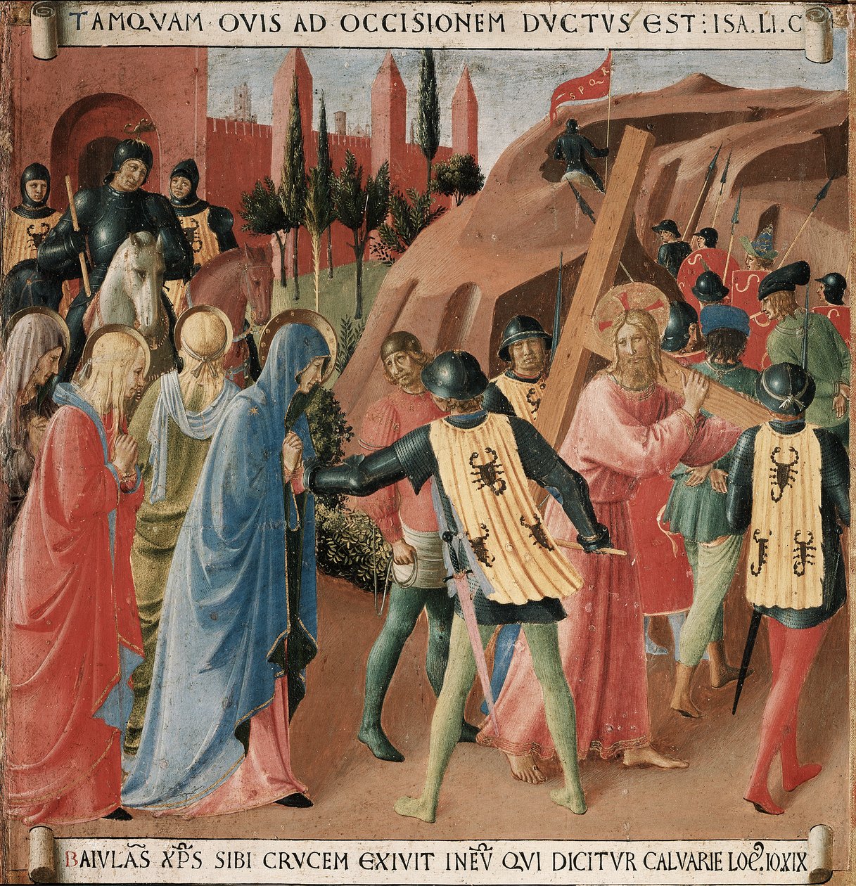 História da vida de Cristo: a subida ao Calvário, o carregamento da cruz de Fra Angelico