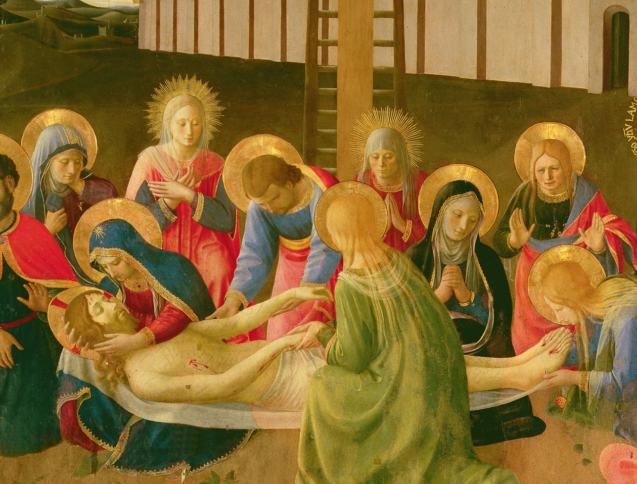 Lamentação sobre o Cristo Morto, 1436-41 (têmpera no painel) (detalhe) de Fra Angelico