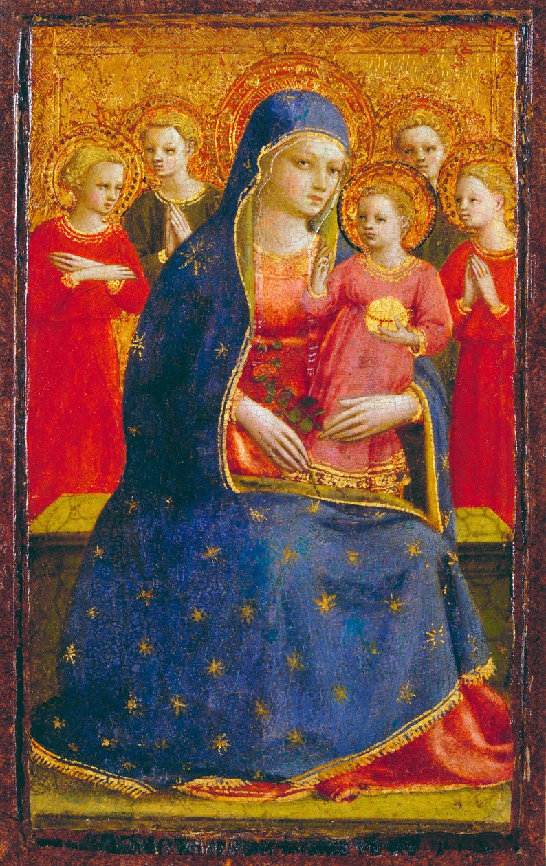 Madonna e Criança com Anjos, c.1425 (têmpera e ouro no painel) de Fra Angelico