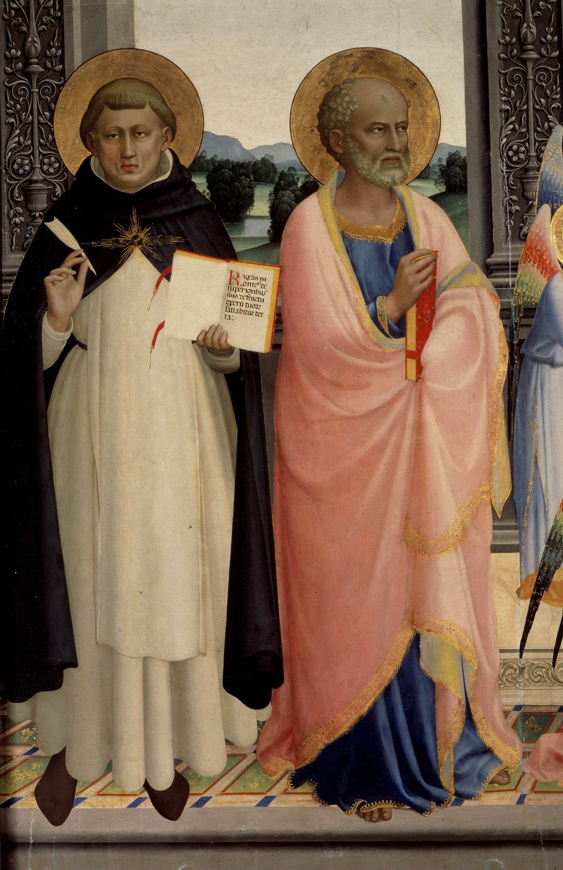 Políptico de São Domingos representando uma madona e uma criança com santos. de Fra Angelico