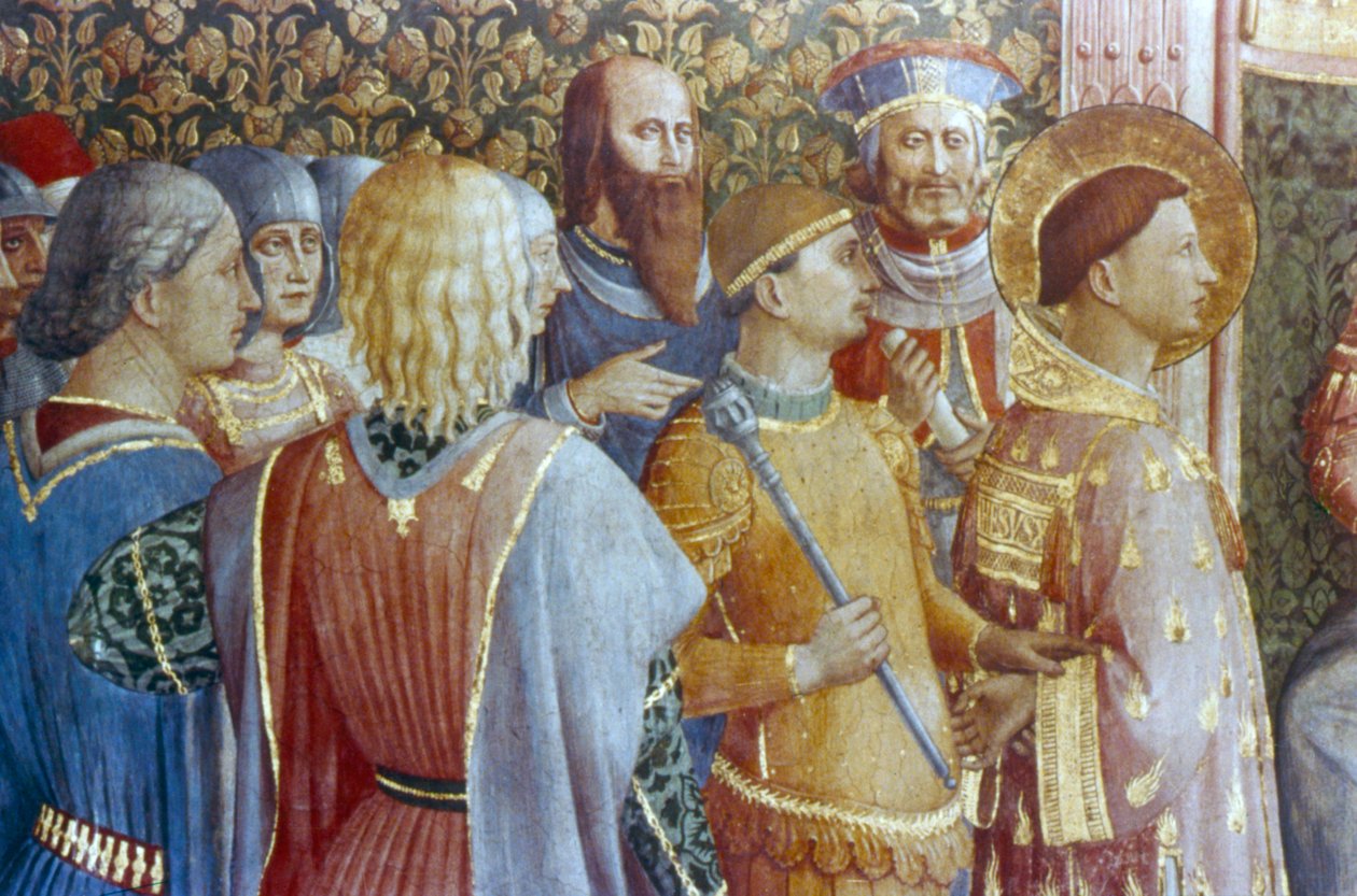 St Laurence antes do detalhe do tribunal de Deciuss, meados do século XV. de Fra Angelico