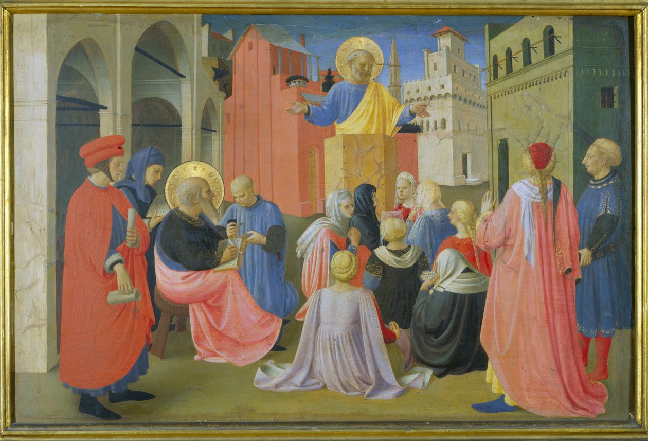 Pregação de São Pedro, predella do tríptico de Linaiuoli, 1433 (têmpera no painel) de Fra Angelico
