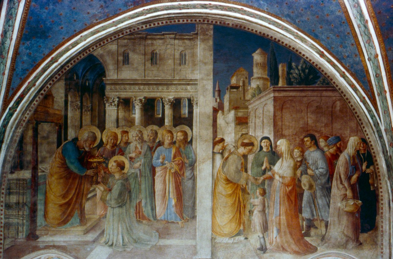 São Pedro ordenando Santo Estêvão Diácono, meados do século XV de Fra Angelico