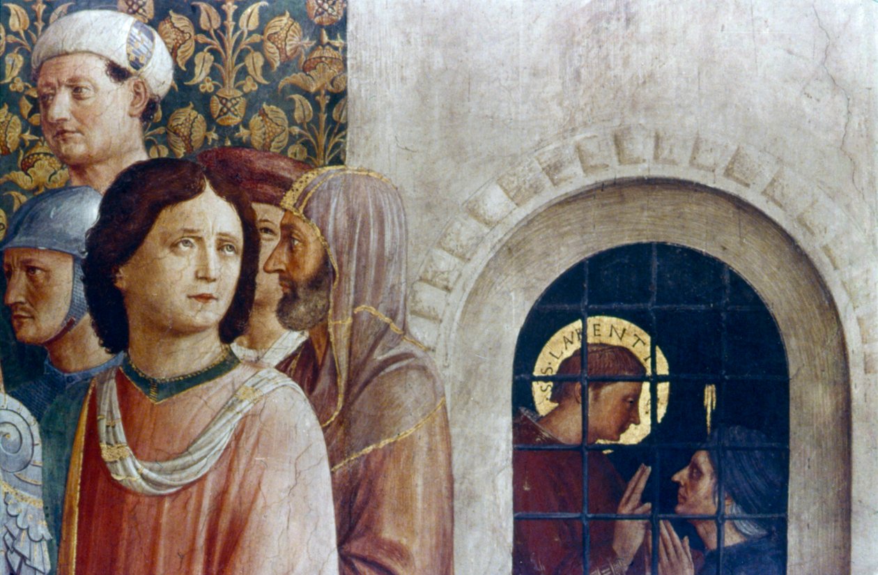 Detalhe do julgamento de St Laurence, meados do século XV de Fra Angelico