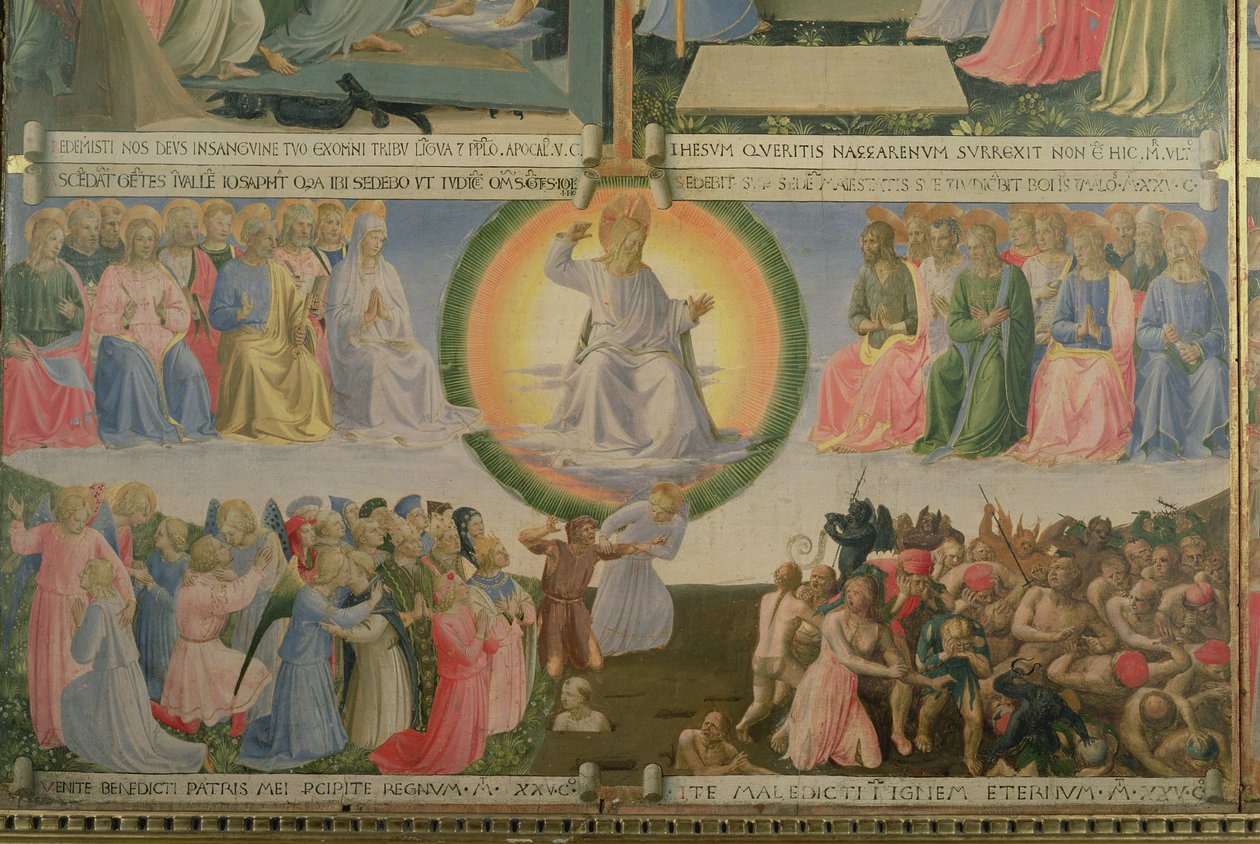 O último julgamento, detalhe do painel quatro do tesouro de prata de Santissima Annunziata, c.1450-53 (tempera no painel) de Fra Angelico