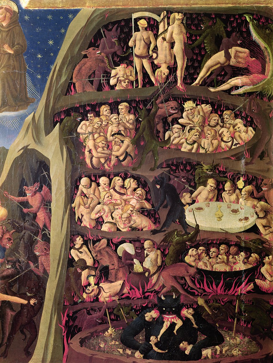 O último julgamento, detalhe do inferno, c.1431 de Fra Angelico