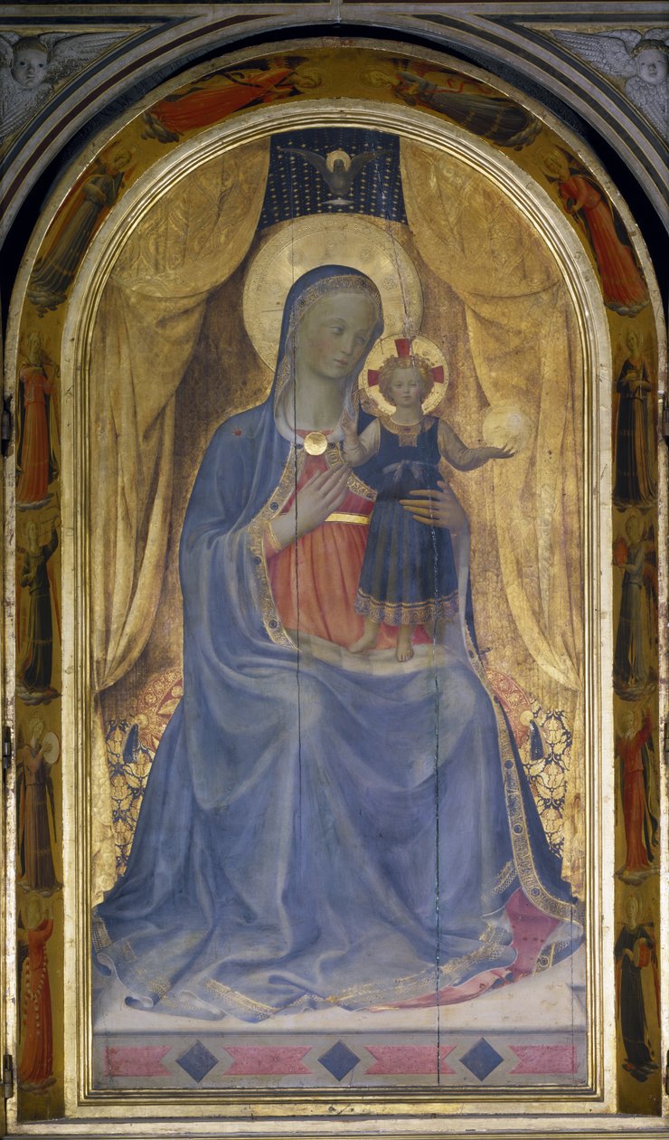 O tríptico de Linaiuoli, detalhe da Virgem e Criança Enthroned, 1433 tempera no painel ver também 76093 de Fra Angelico