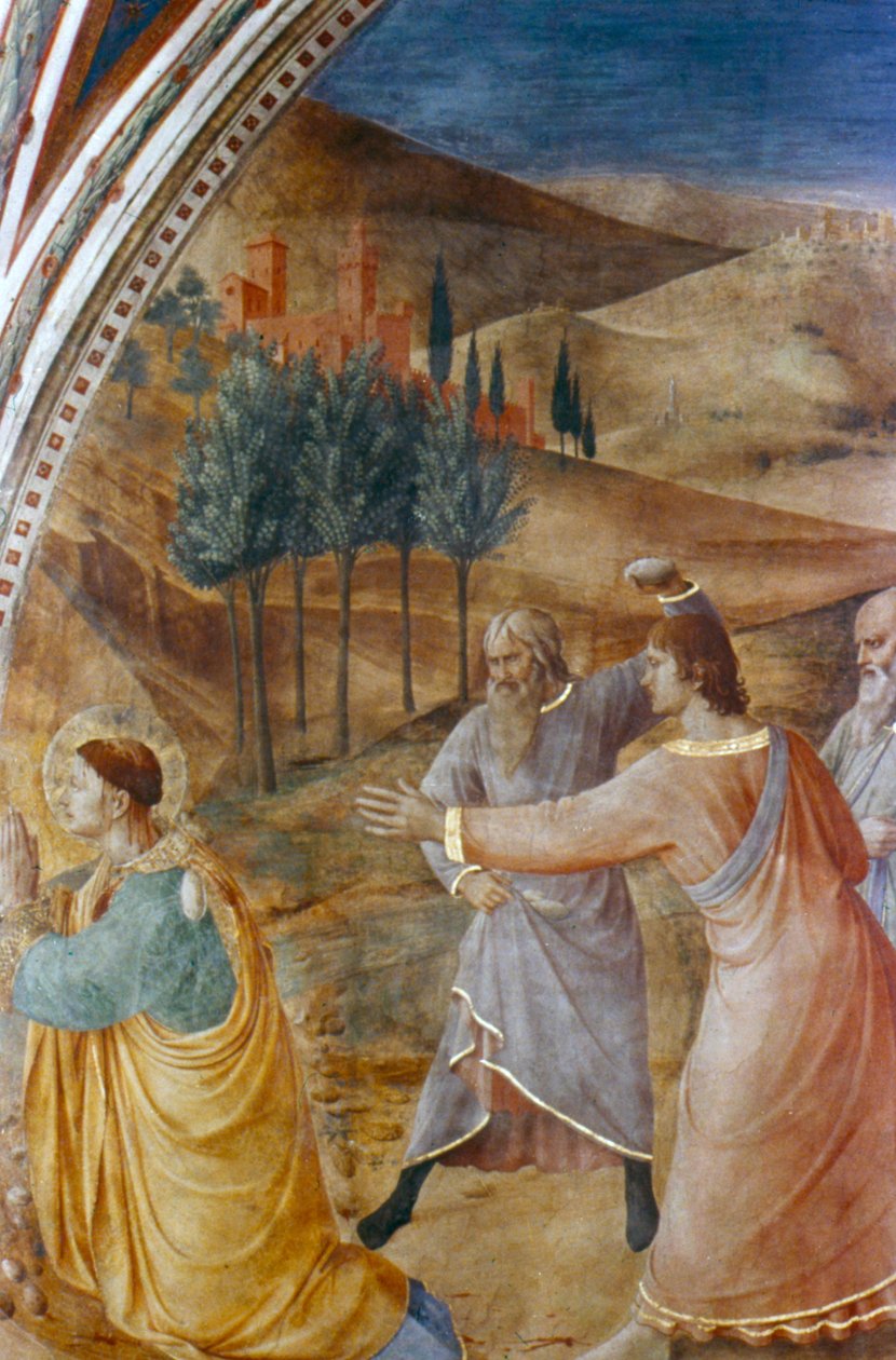 O apedrejamento de Santo Estêvão, meados do século XV de Fra Angelico