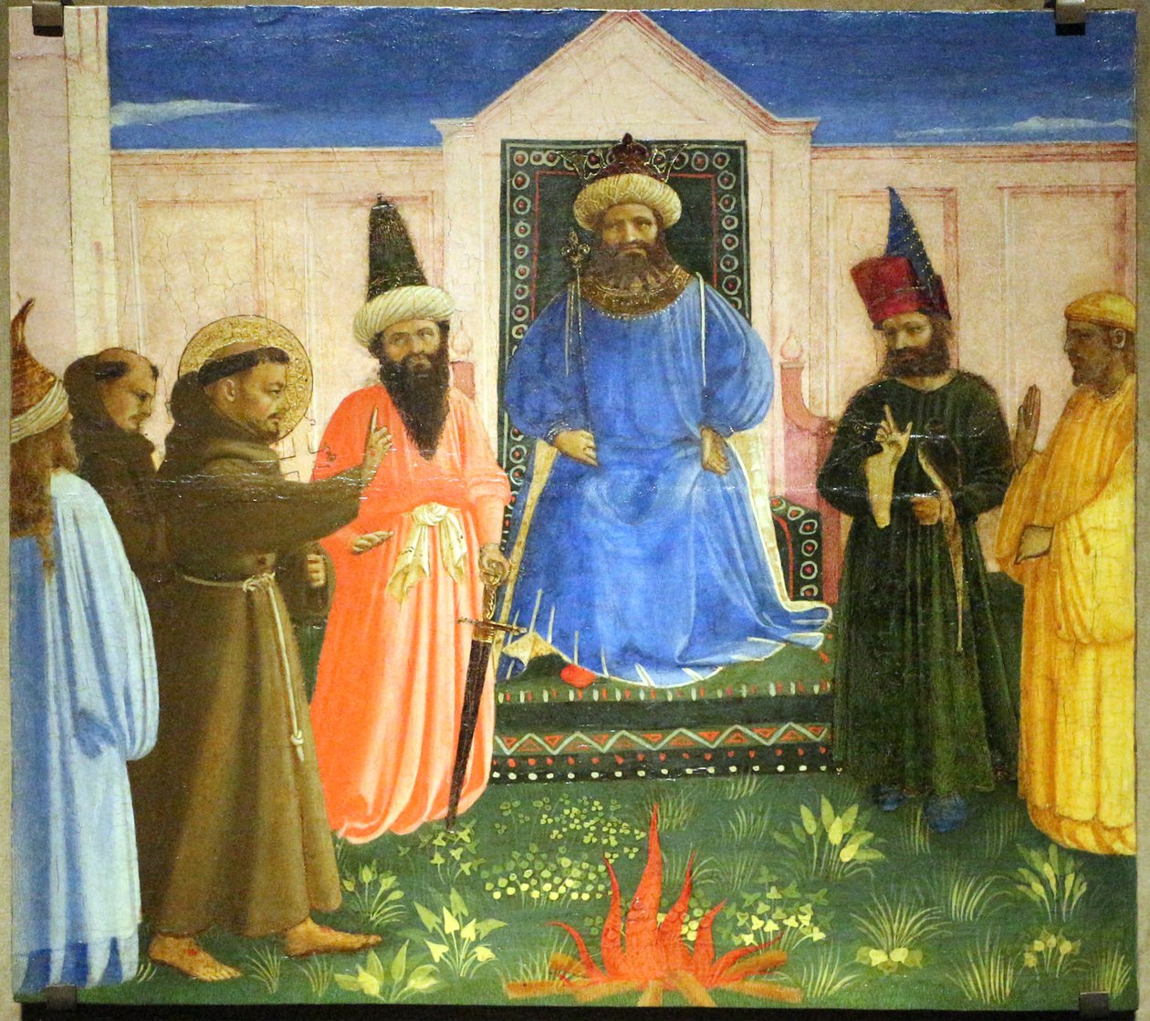 A prova de fogo, São Francisco oferece-se para atravessar o fogo, para converter o Sultão do Egito (Legenda maior, IX, 8) de Fra Angelico