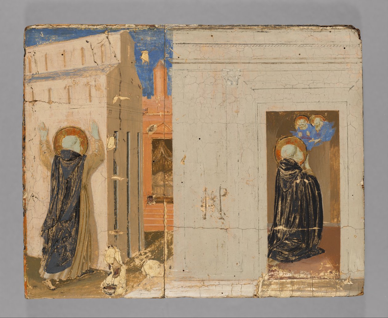 Die Vision von Papst Innozenz III.; Heilige Petrus und Paulus erscheinen dem Heiligen Dominikus de Fra Angelico