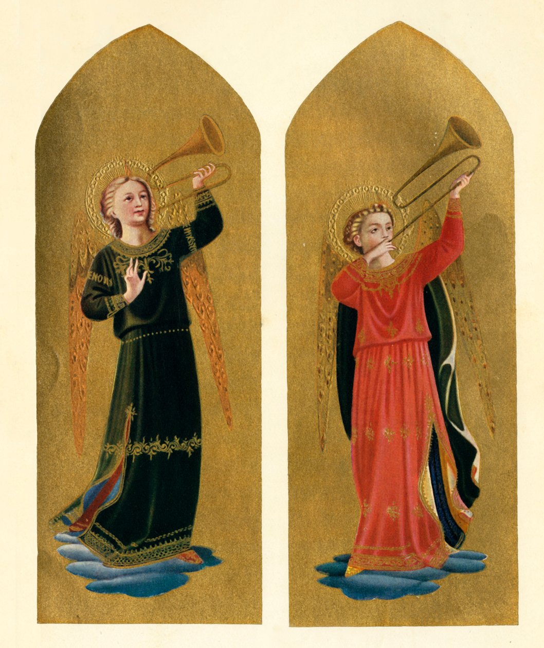Dois anjos com trombetas, século XV, c1909 de Fra Angelico