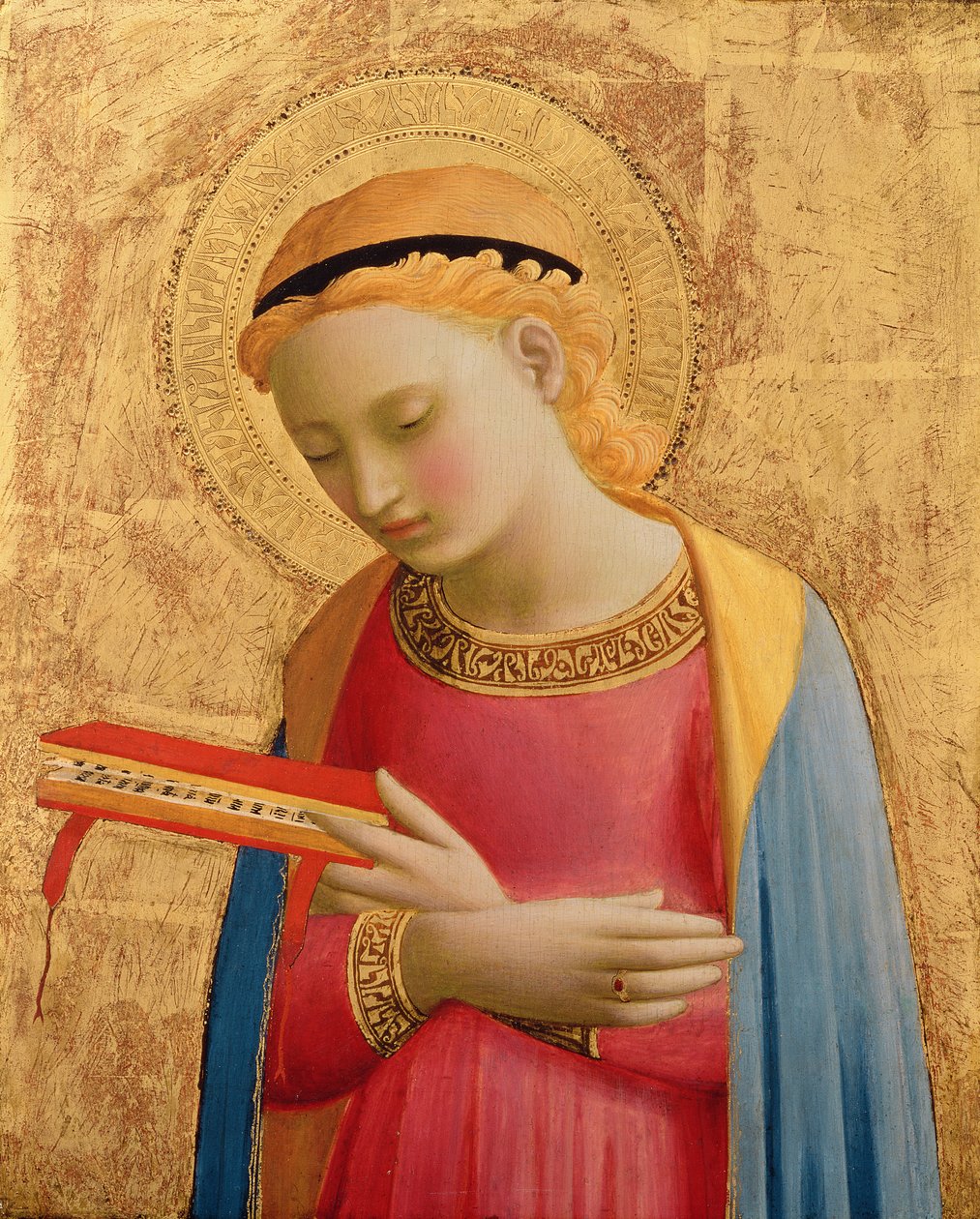 Virgem Anunciada, 1450-55 (folha de ouro e têmpera sobre painel de madeira) (ver também 139311) de Fra Angelico