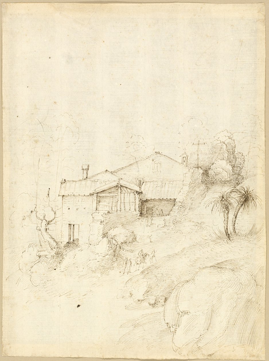 Mosteiro na encosta de uma colina rochosa de Fra Bartolommeo