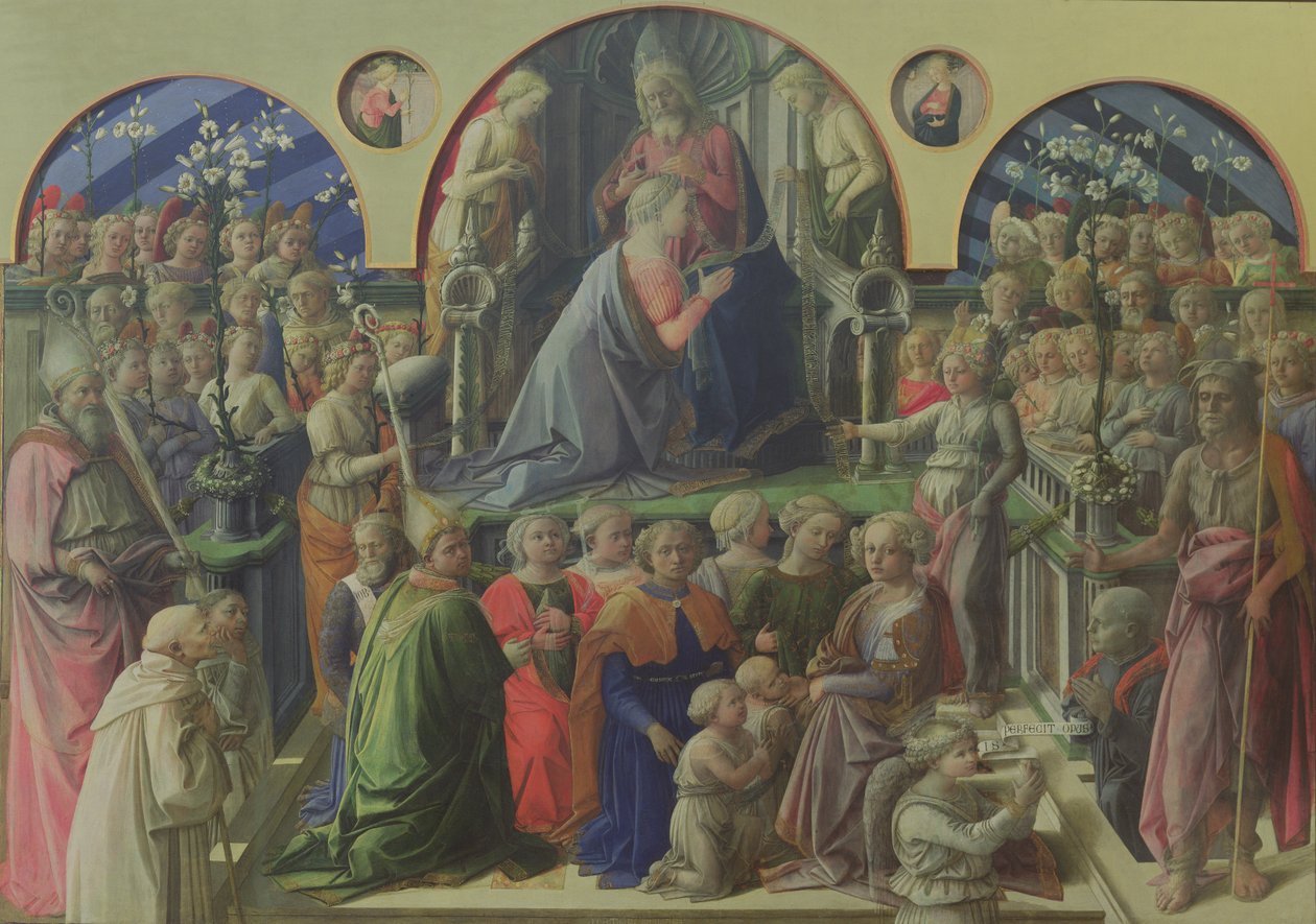 Coroação da Virgem com Santos e Anjos, 1441-47 (têmpera no painel) de Fra Filippo Lippi