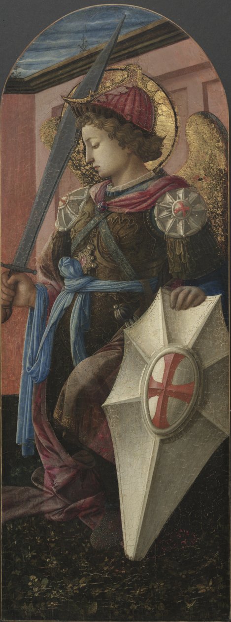 Painel de um tríptico: o arcanjo Miguel de Fra Filippo Lippi