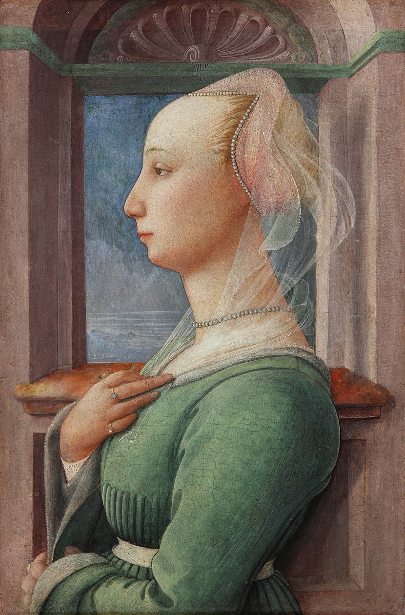 Retrato de perfil de uma jovem mulher de Fra Filippo Lippi