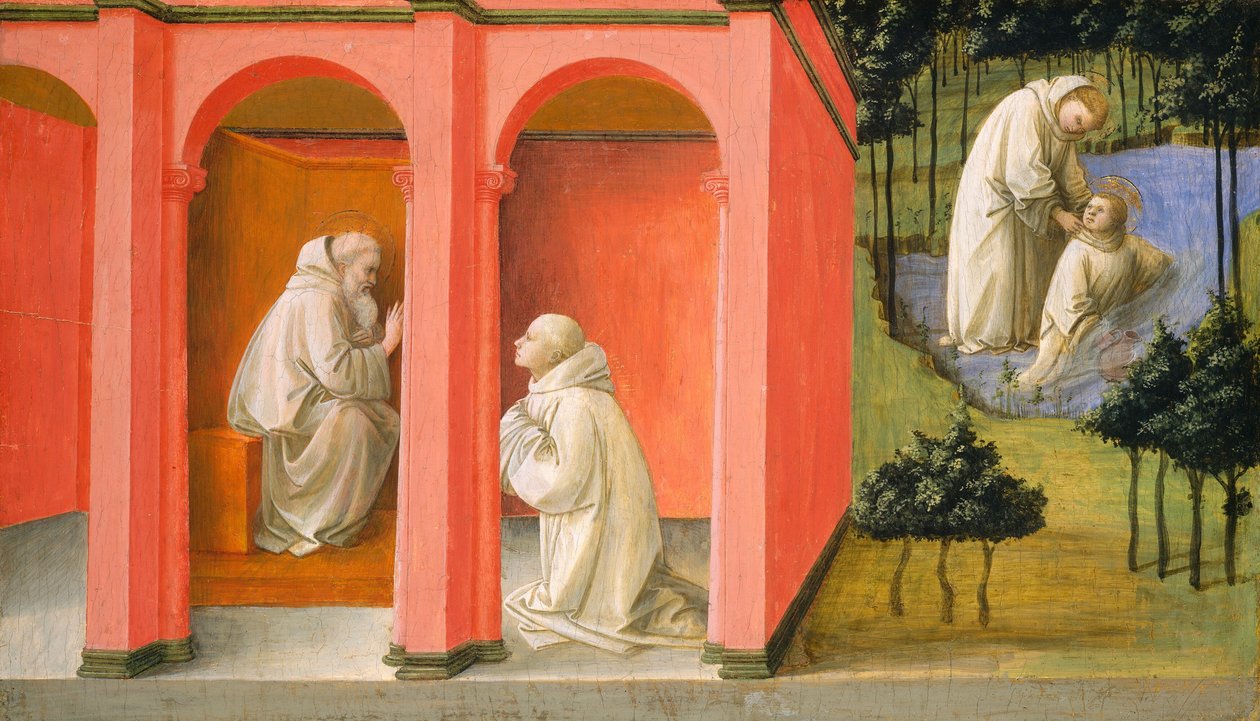 São Bento ordena São Mauro para o resgate de São Plácido de Fra Filippo Lippi