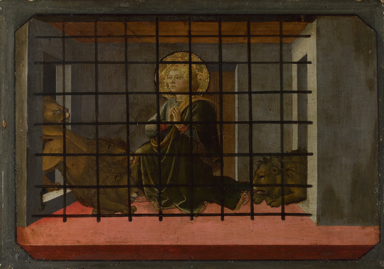 Saint Mamas na prisão lançada ao painel Lions Predella do retábulo de Pistoia Santa Trinità, 1455-1460 de Fra Filippo Lippi