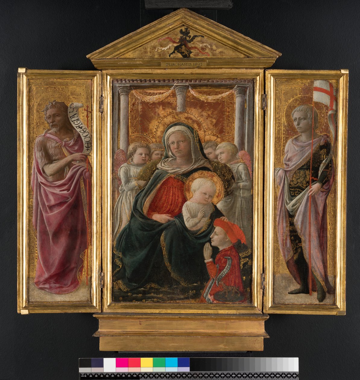 Tríptico: Madonna e Criança com São João Batista e São Jorge, c.1437 (painel) de Fra Filippo Lippi
