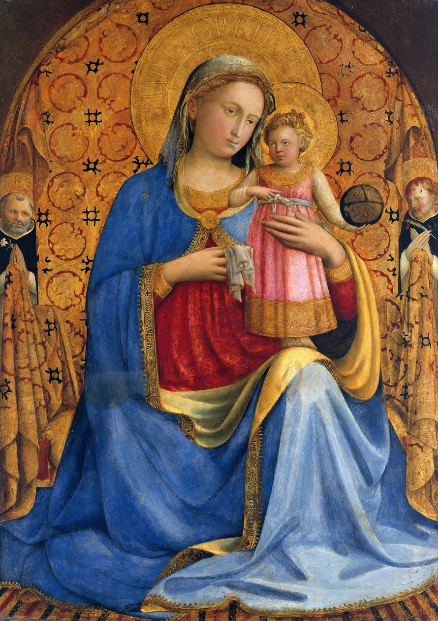 Madonna e Criança com Santos Dominic e Peter Martyr Madonna dell Umilitá, ca. 1433 de Fra Giovanni Angelico da Fiesole