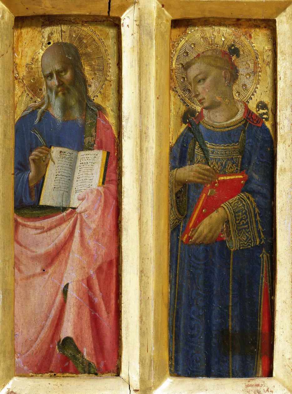 São João Evangelista e São Estêvão do Altar de Perugia, ca. 1437. de Fra Giovanni Angelico da Fiesole
